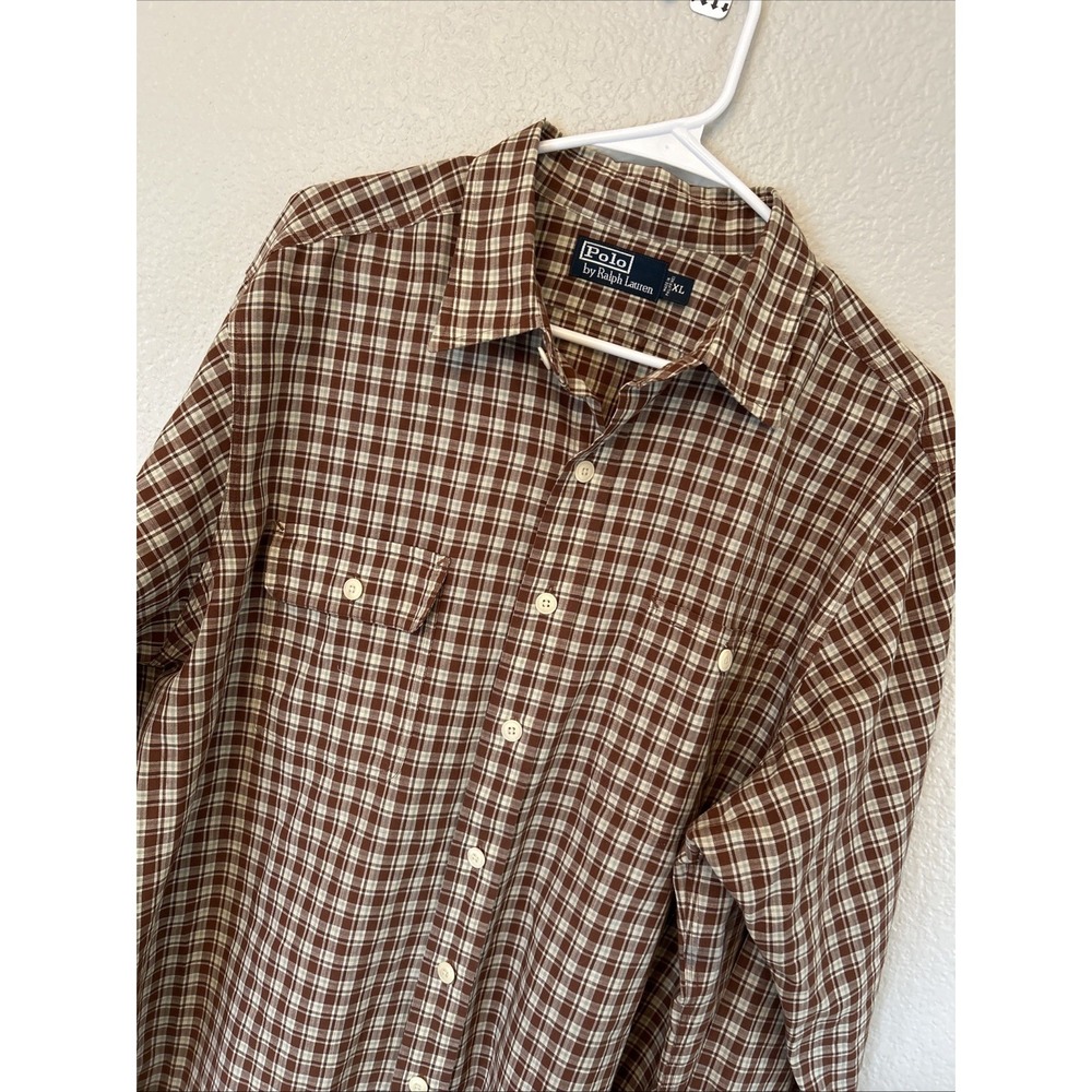VTG Polo Ralph Lauren Plaid Button Up Shirt Sz XL